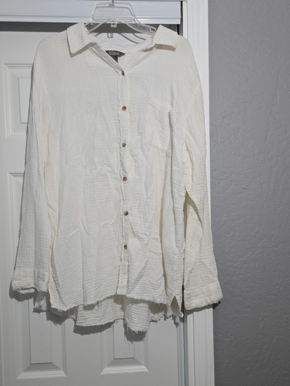 Natural Reflections Cream Button-Front Lightweight Shirt